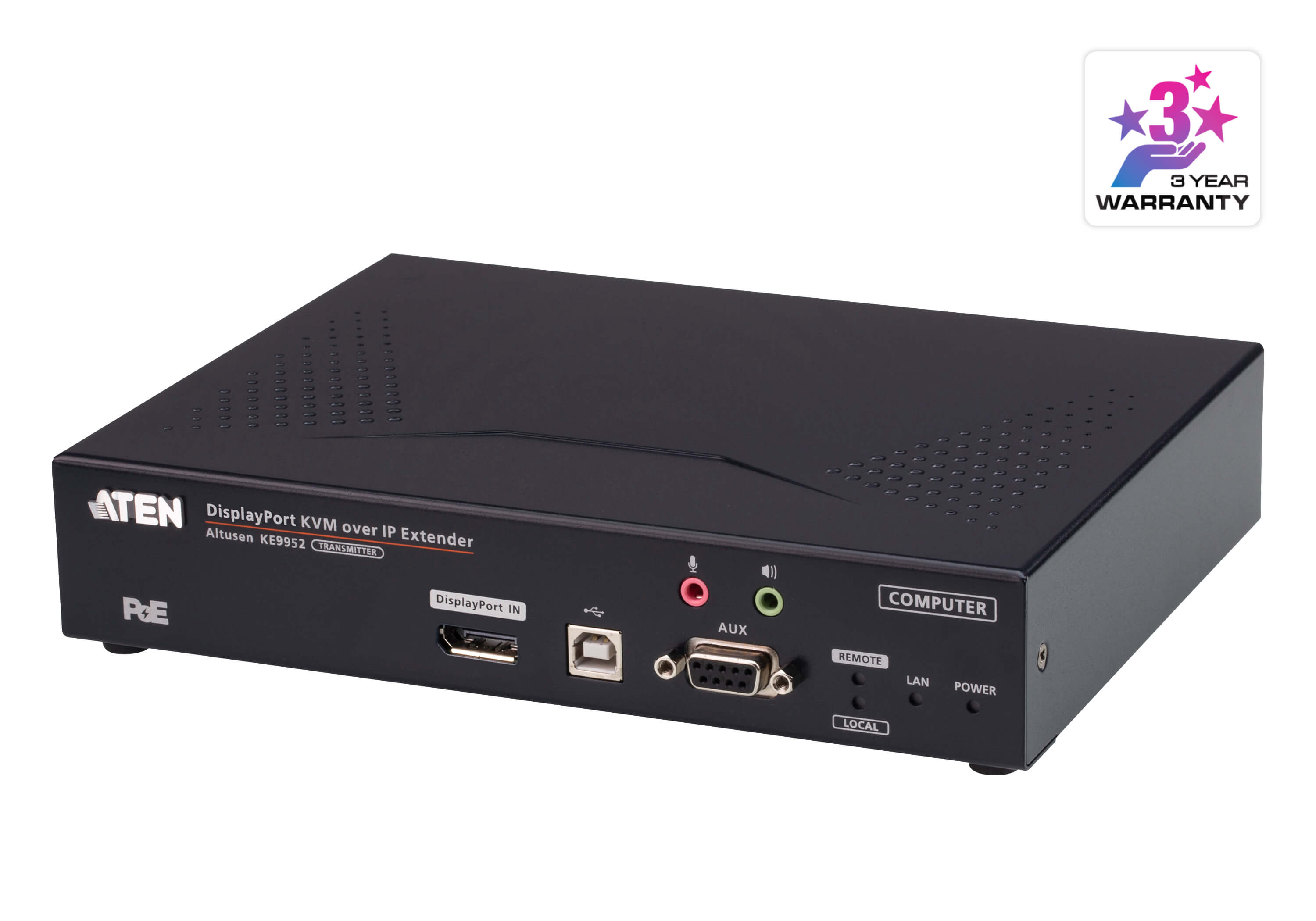 Aten 4K DP Single Display KVM over IP Transmitter with Power over Ethernet, power adapter not included Aten 4K DP Single Display KVM over IP Transmitter with Power over Ethernet, power adapter not included